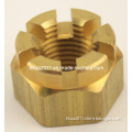 Customized High Precision Hexagon Slotted Brass Castle Nut for Mounting Radiator